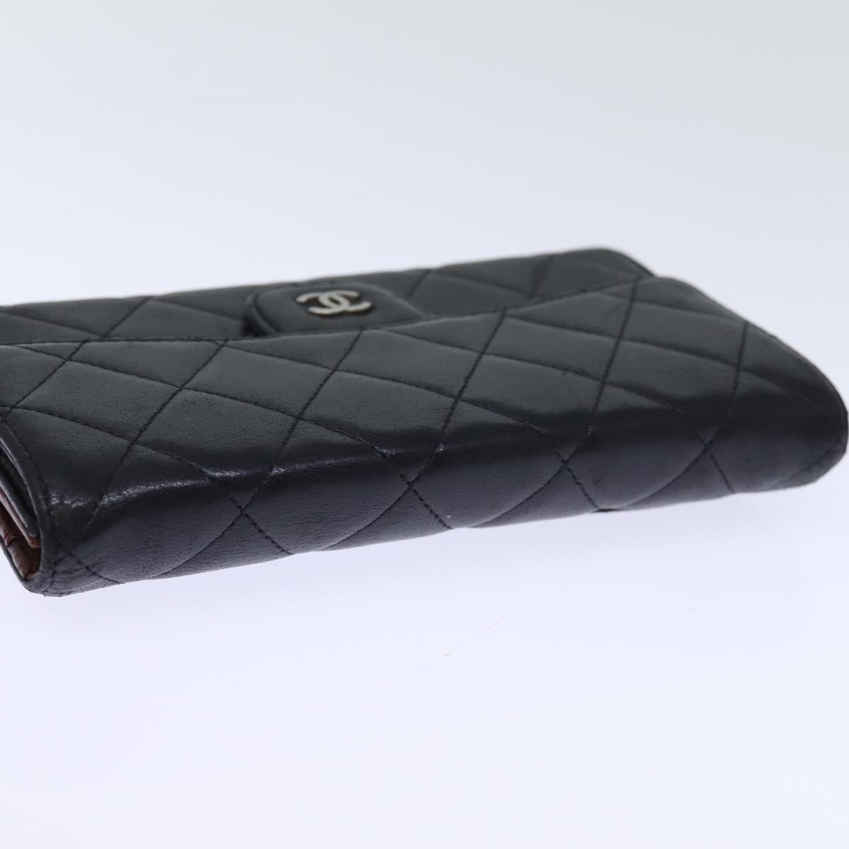 Top Quality Chanel Matelasse Long Wallet Lamb Skin Black CC Auth yk12499