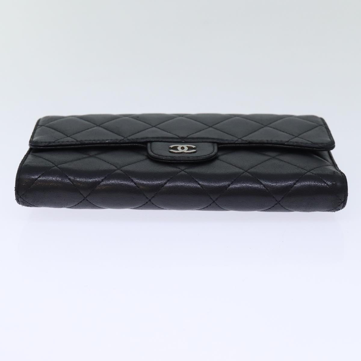 Top Quality Chanel Matelasse Long Wallet Lamb Skin Black CC Auth yk12499