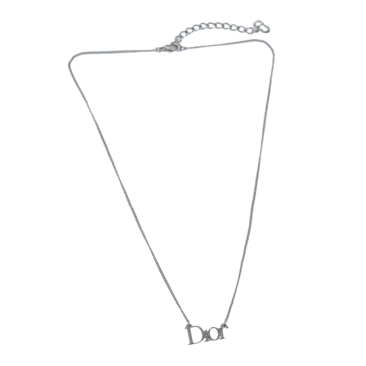 CHRISTIAN DIOR Necklace metal Silver Auth yk12528