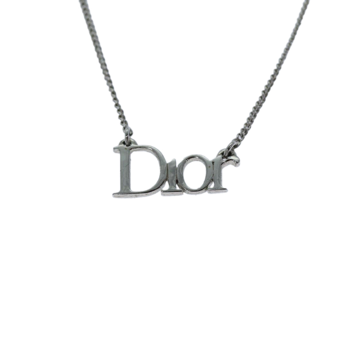 CHRISTIAN DIOR Necklace metal Silver Auth yk12528