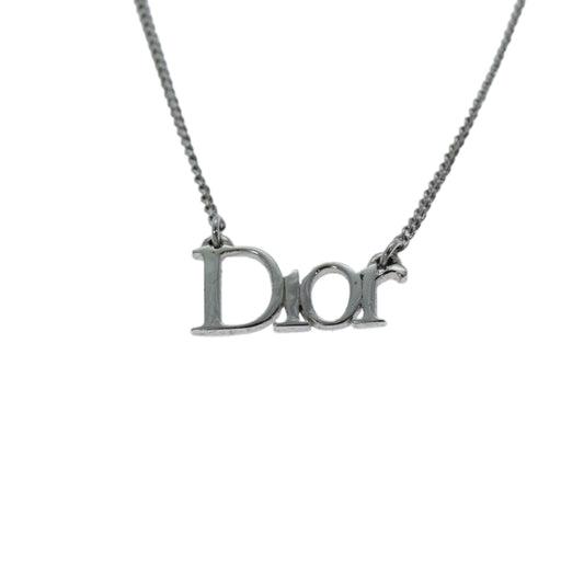 CHRISTIAN DIOR Necklace metal Silver Auth yk12528