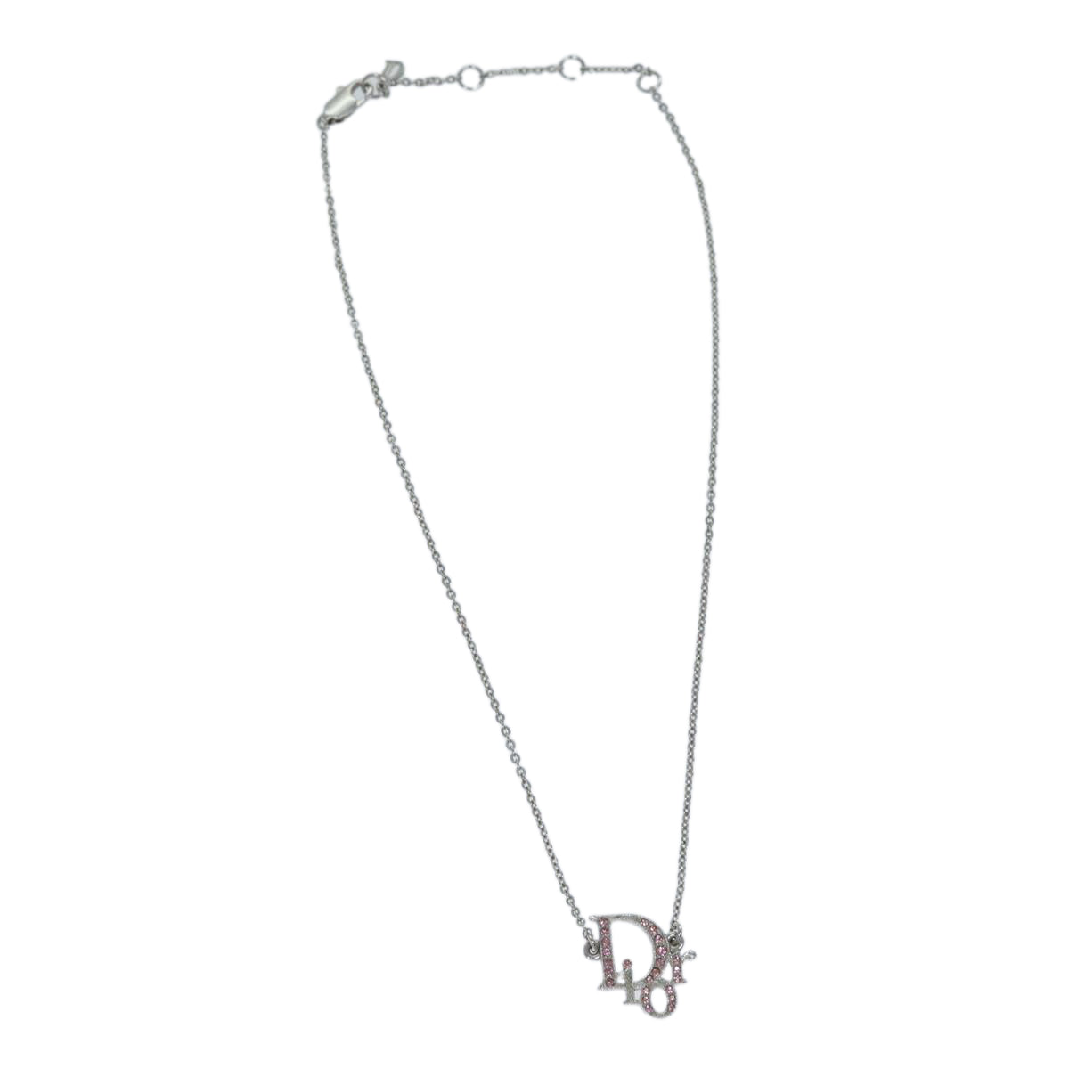 CHRISTIAN DIOR Necklace metal Pink Auth yk12543