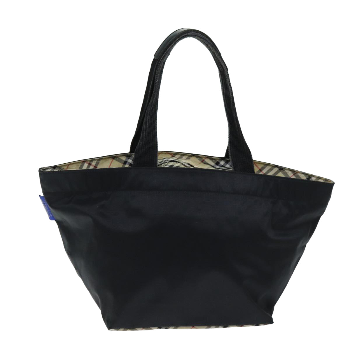 BURBERRYSs Nova Check Blue Label Tote Bag Nylon Black Auth yk12675