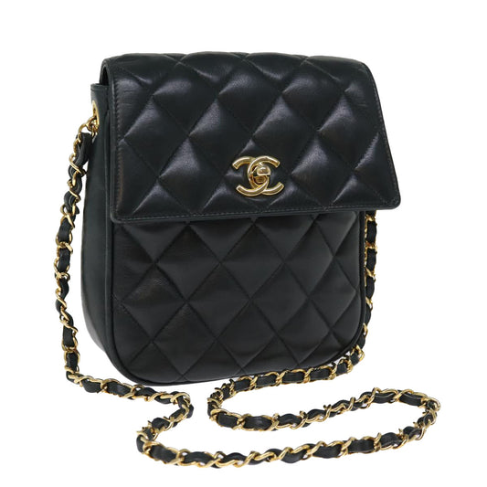 Top Quality Chanel Matelasse Turn Lock Chain Shoulder Bag Lamb Skin Green CC Auth yk12713A