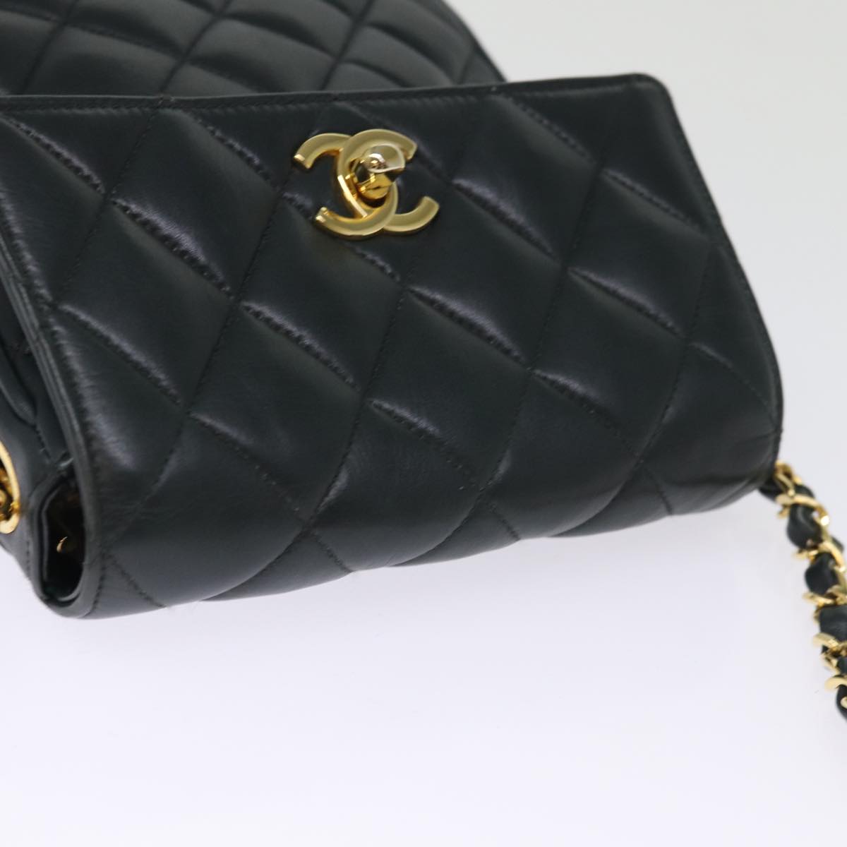 Top Quality Chanel Matelasse Turn Lock Chain Shoulder Bag Lamb Skin Green CC Auth yk12713A