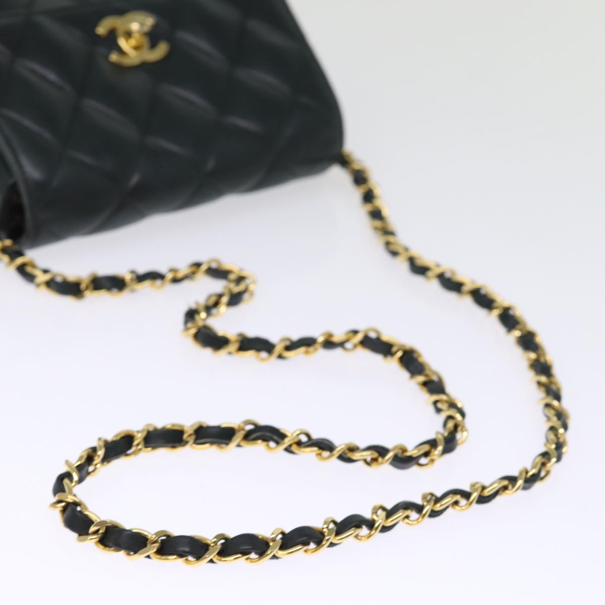 Top Quality Chanel Matelasse Turn Lock Chain Shoulder Bag Lamb Skin Green CC Auth yk12713A