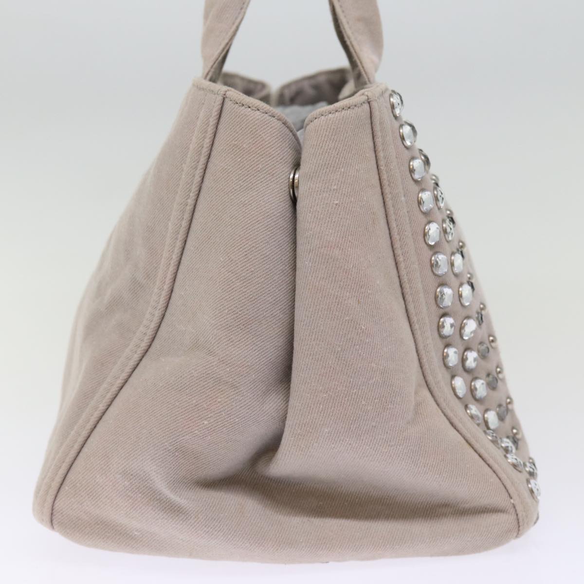 PRADA Bijoux Canapa MM Hand Bag Canvas 2way Gray Auth yk12789