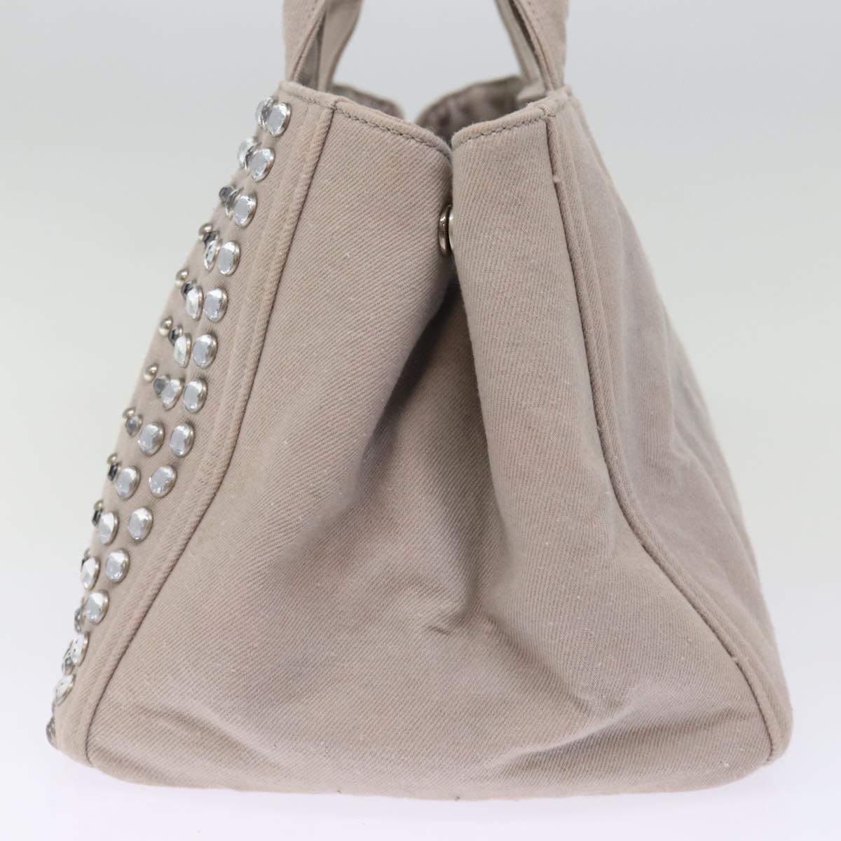 PRADA Bijoux Canapa MM Hand Bag Canvas 2way Gray Auth yk12789