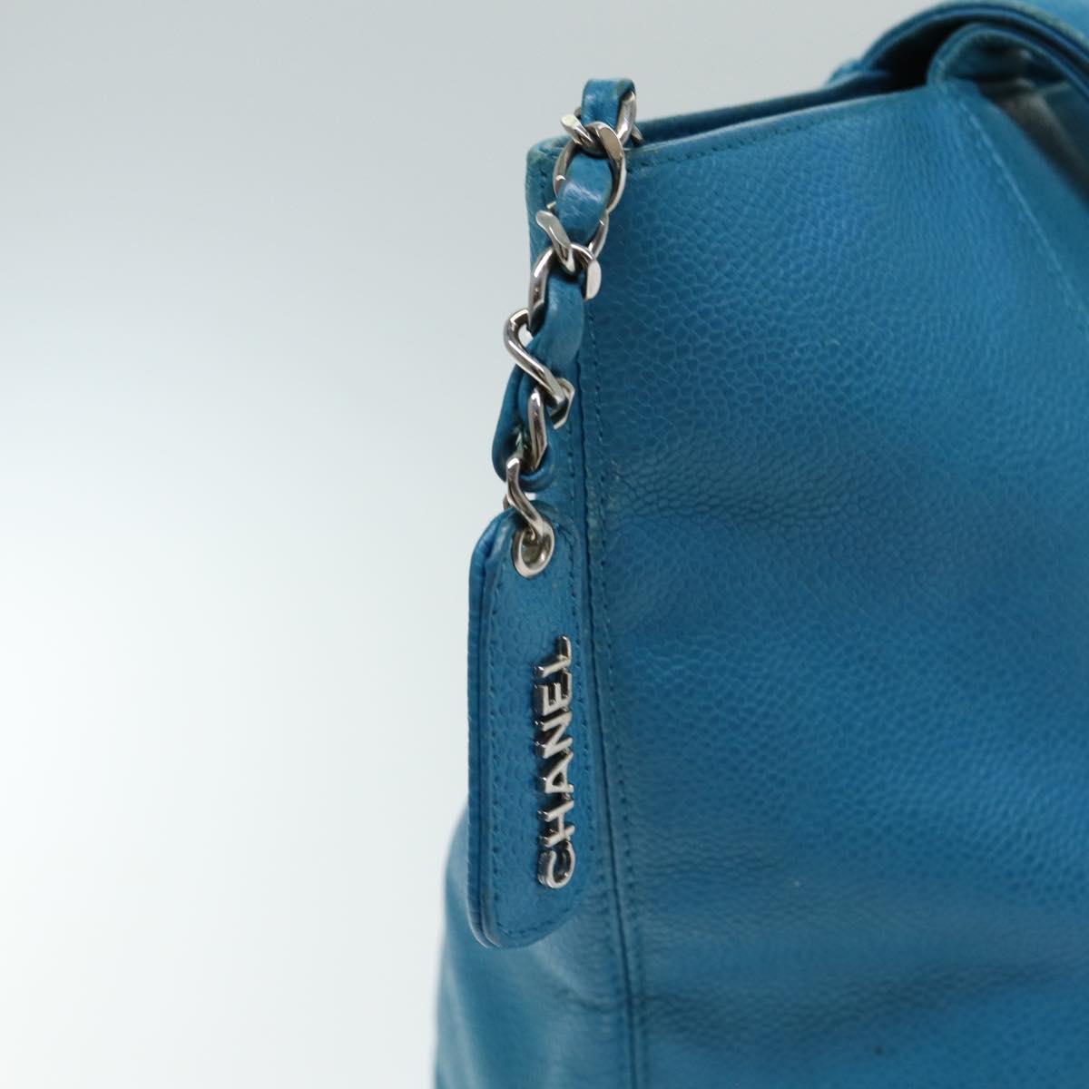 Top Quality Chanel COCO Mark Tote Bag Caviar Skin Blue CC Auth yk12847