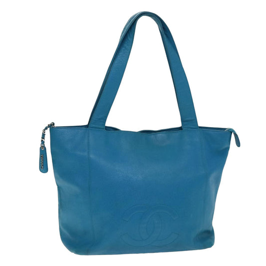 Top Quality Chanel COCO Mark Tote Bag Caviar Skin Blue CC Auth yk12847