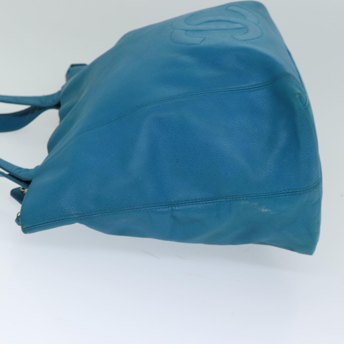 Top Quality Chanel COCO Mark Tote Bag Caviar Skin Blue CC Auth yk12847