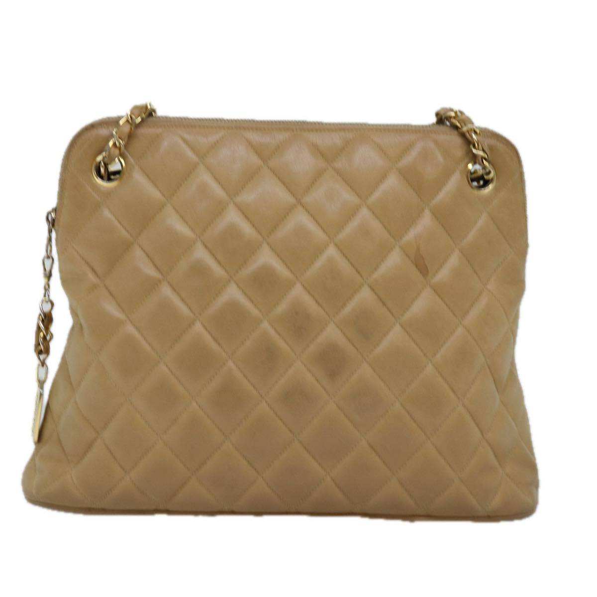 Top Quality Chanel Matelasse Chain Shoulder Bag Lamb Skin Beige CC Auth yk12918
