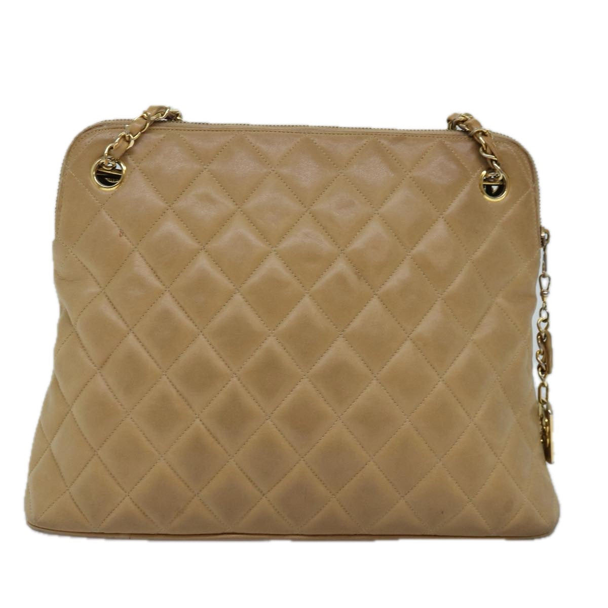 Top Quality Chanel Matelasse Chain Shoulder Bag Lamb Skin Beige CC Auth yk12918