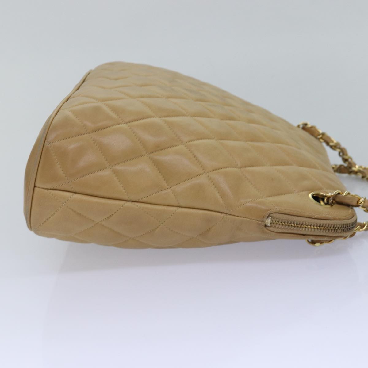 Top Quality Chanel Matelasse Chain Shoulder Bag Lamb Skin Beige CC Auth yk12918
