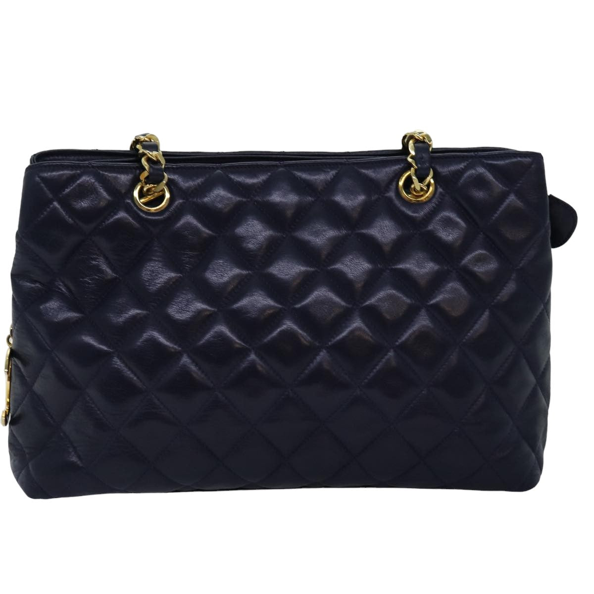 Top Quality Chanel Matelasse Chain Shoulder Bag Lamb Skin Navy CC Auth yk12992