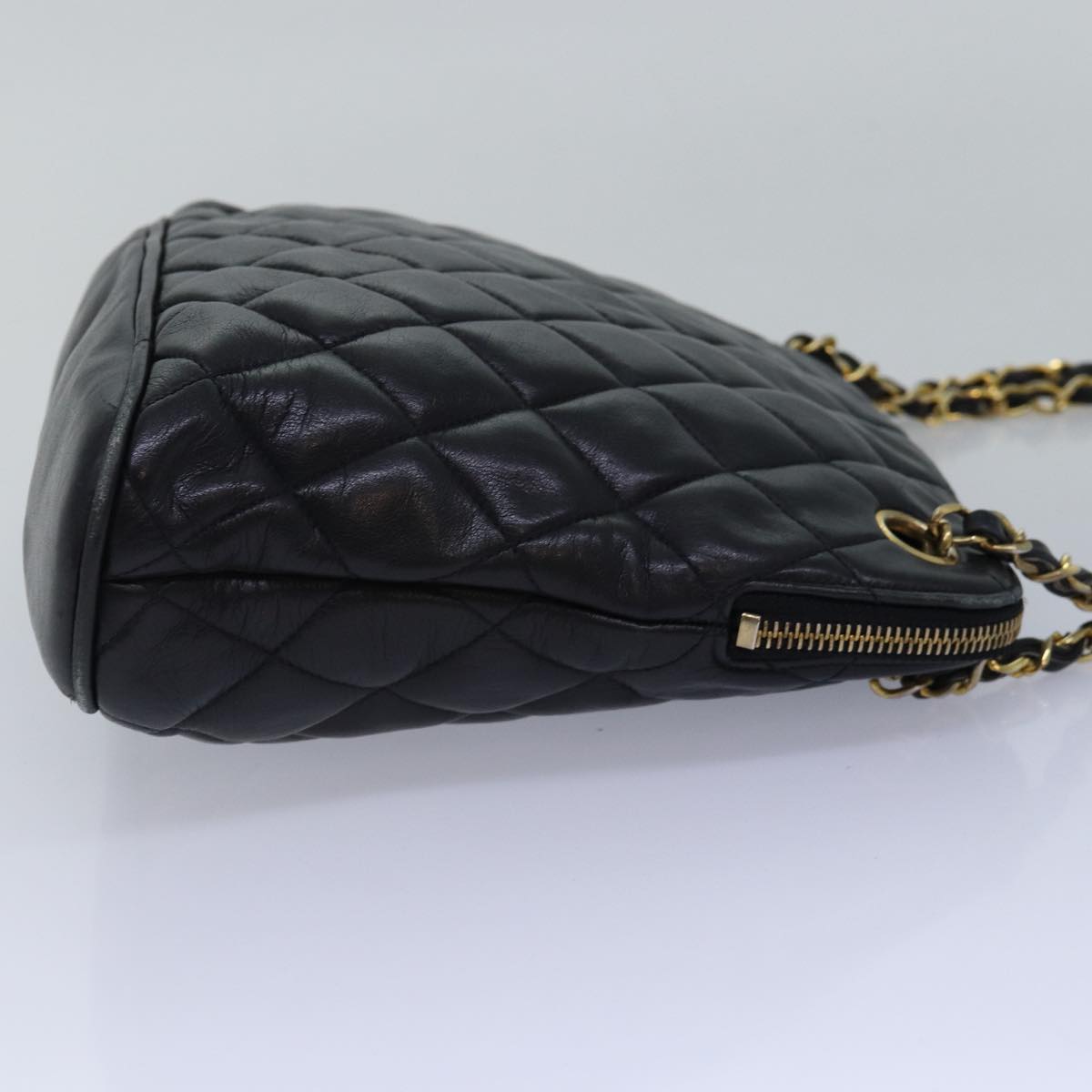 Top Quality Chanel Matelasse Chain Shoulder Bag Lamb Skin Black CC Auth yk13018