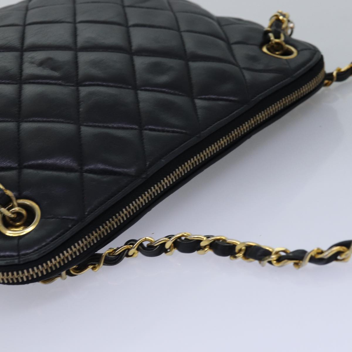 Top Quality Chanel Matelasse Chain Shoulder Bag Lamb Skin Black CC Auth yk13018