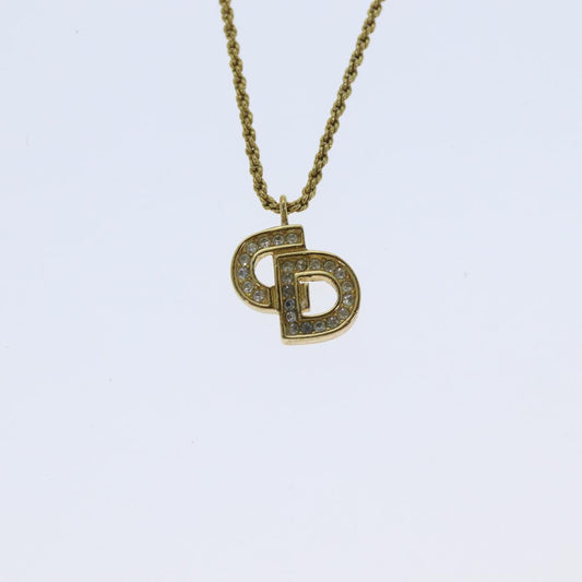 CHRISTIAN DIOR Necklace metal Gold Auth yk13067