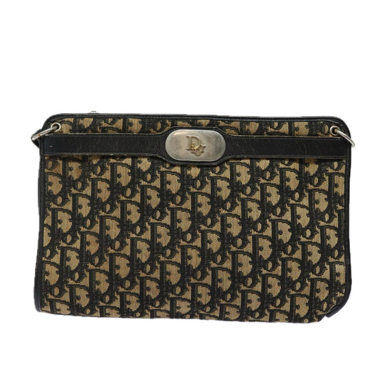 CHRISTIAN DIOR Trotter Canvas Shoulder Bag Navy Auth yk13319