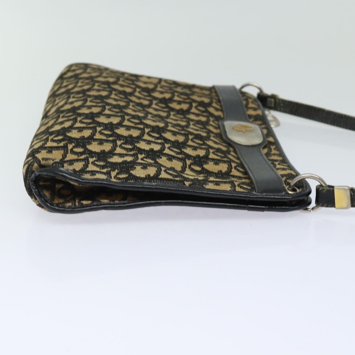 CHRISTIAN DIOR Trotter Canvas Shoulder Bag Navy Auth yk13319