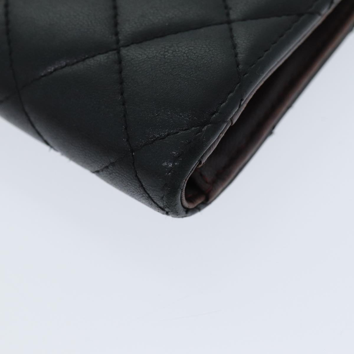 Top Quality Chanel Matelasse Long Wallet Lamb Skin Black CC Auth yk13526
