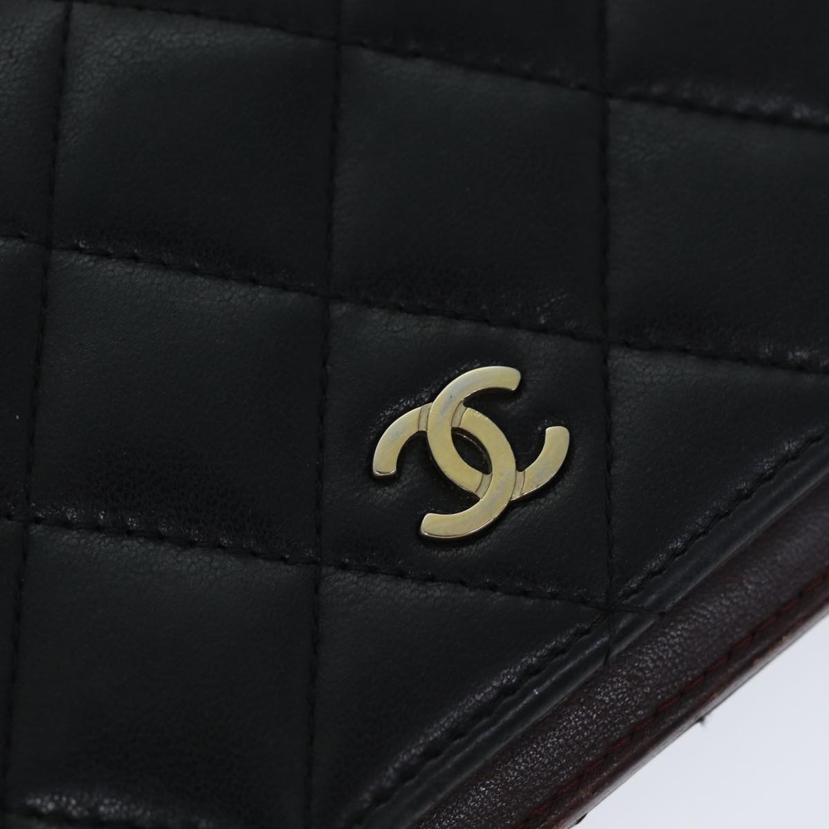 Top Quality Chanel Matelasse Long Wallet Lamb Skin Black CC Auth yk13526