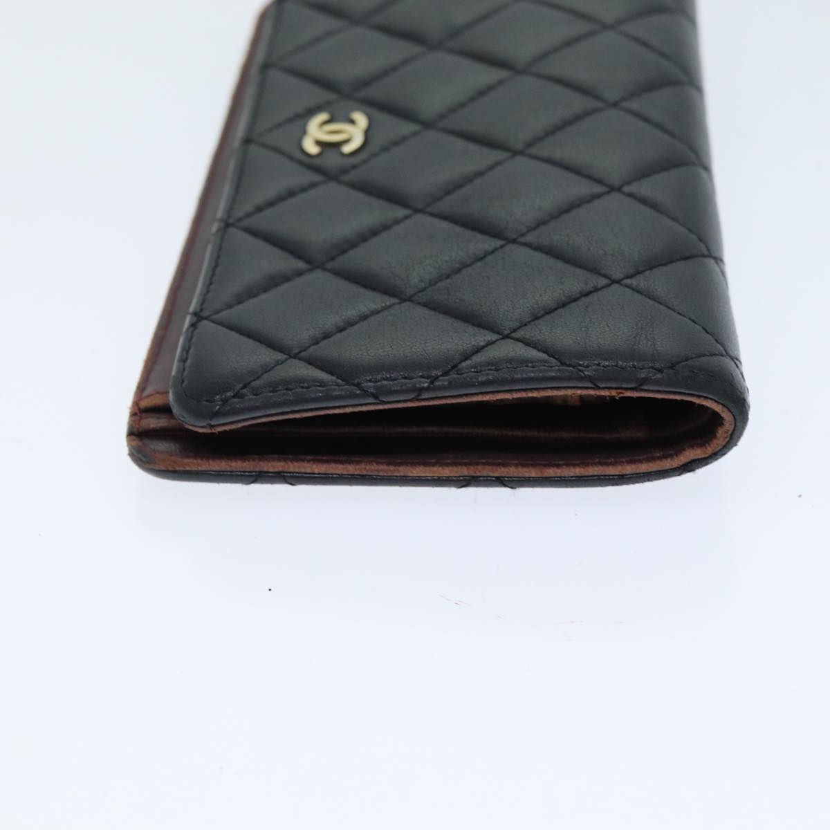 Top Quality Chanel Matelasse Long Wallet Lamb Skin Black CC Auth yk13526