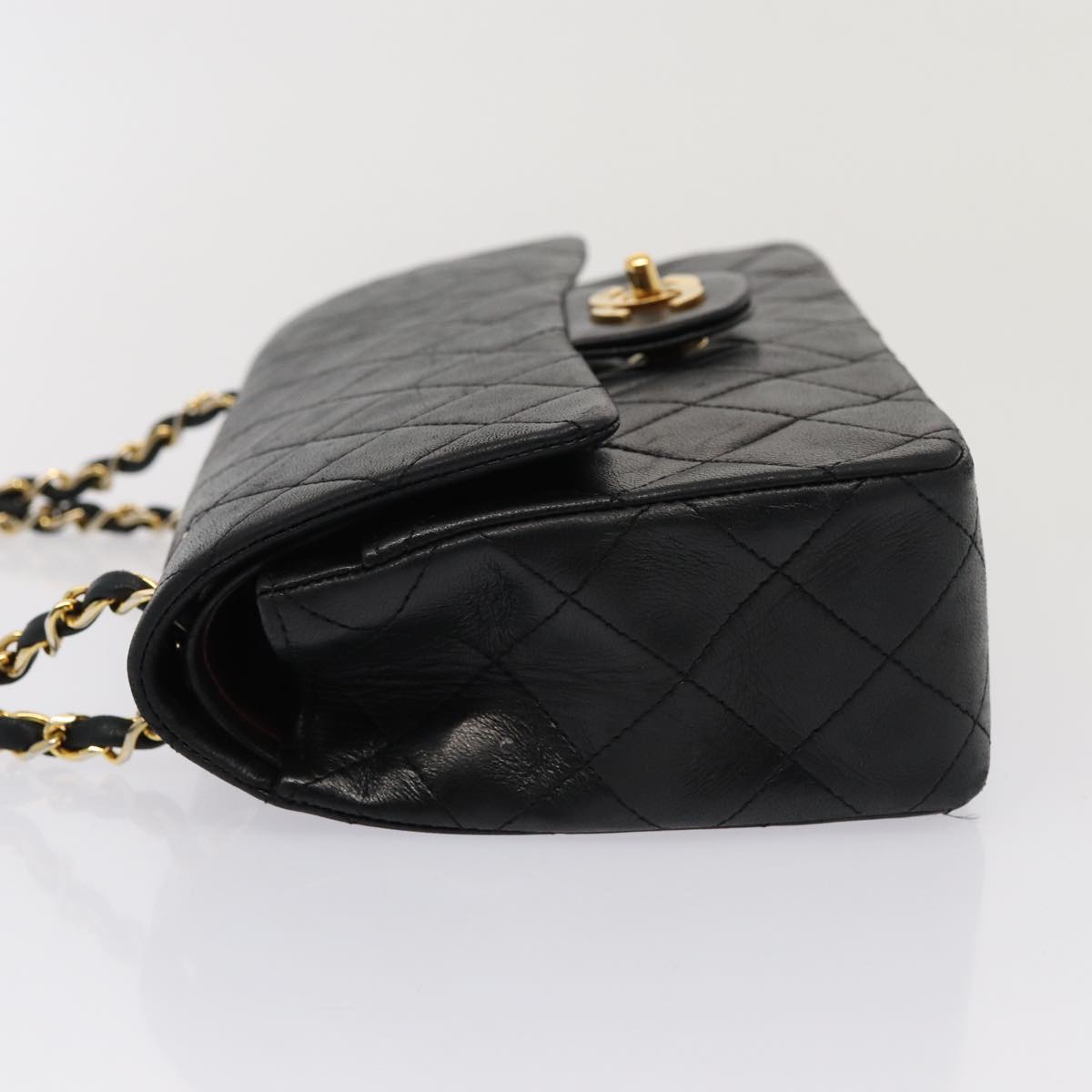 Top Quality Chanel Matelasse 23 Turn Lock Chain Bag Lamb Skin Black CC Auth yk13530A