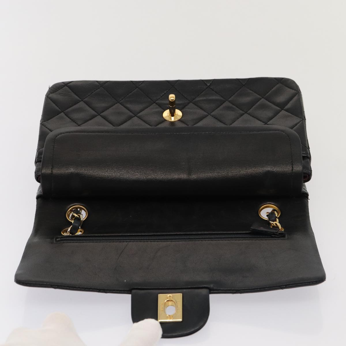 Top Quality Chanel Matelasse 23 Turn Lock Chain Bag Lamb Skin Black CC Auth yk13530A