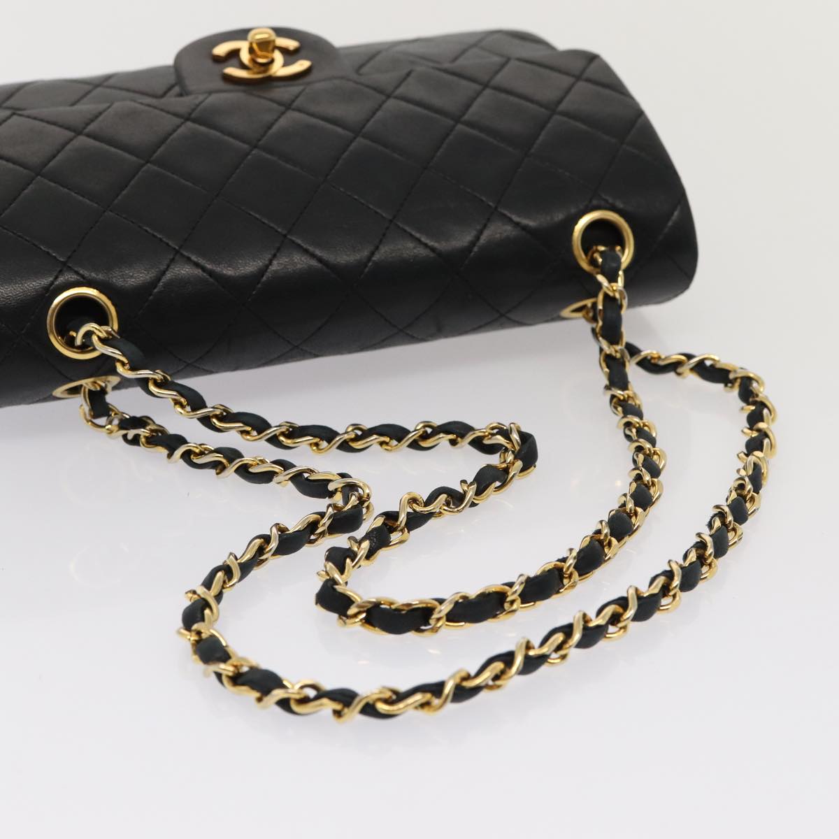 Top Quality Chanel Matelasse 23 Turn Lock Chain Bag Lamb Skin Black CC Auth yk13530A
