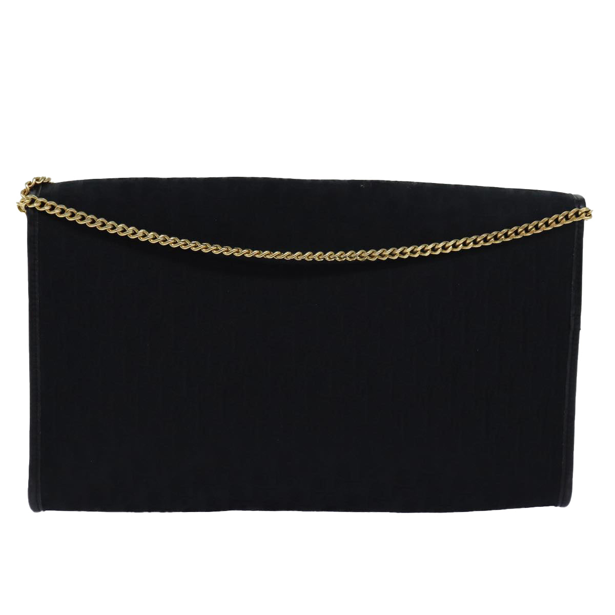 CHRISTIAN DIOR Trotter Canvas Chain Shoulder Bag Black Auth yk13548