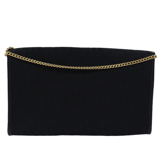 CHRISTIAN DIOR Trotter Canvas Chain Shoulder Bag Black Auth yk13548