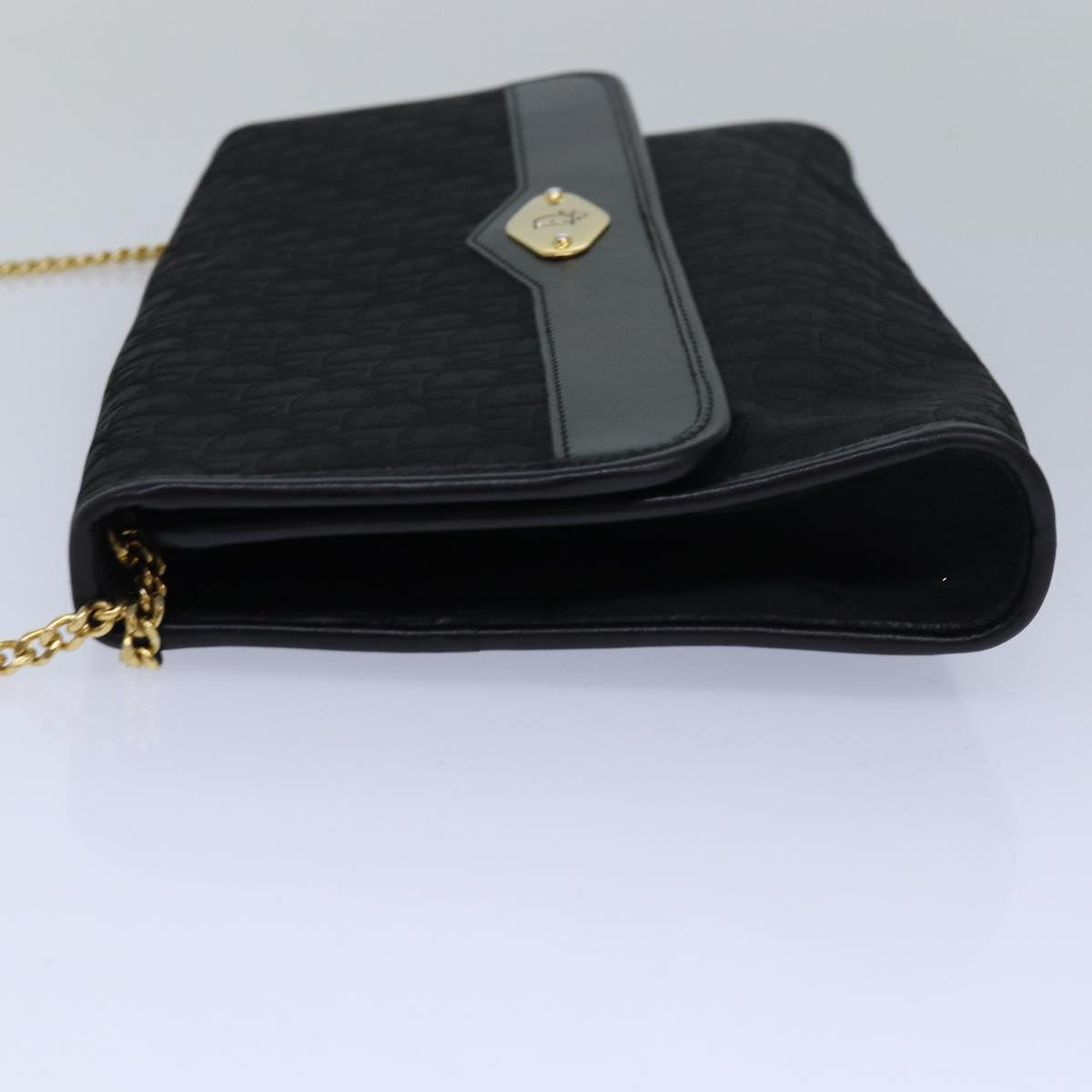 CHRISTIAN DIOR Trotter Canvas Chain Shoulder Bag Black Auth yk13548