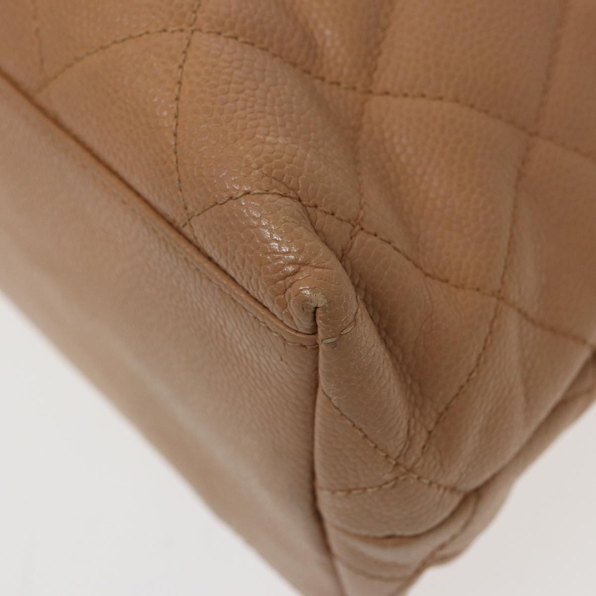 Top Quality Chanel Matelasse Shoulder Bag Caviar Skin Beige CC Auth yk13631