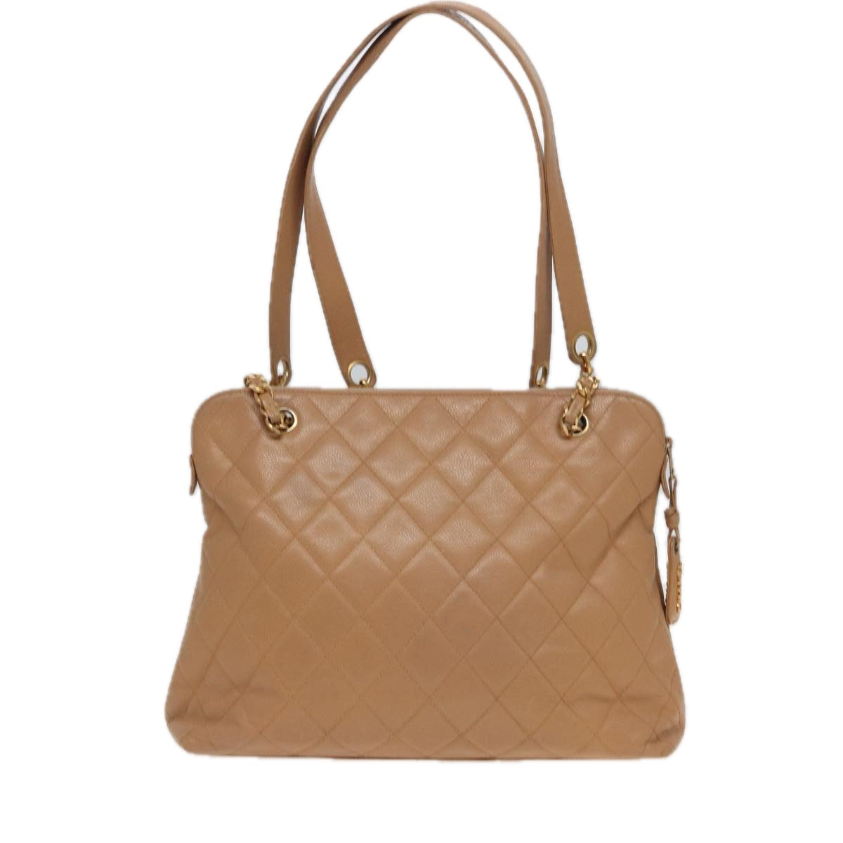 Top Quality Chanel Matelasse Shoulder Bag Caviar Skin Beige CC Auth yk13631