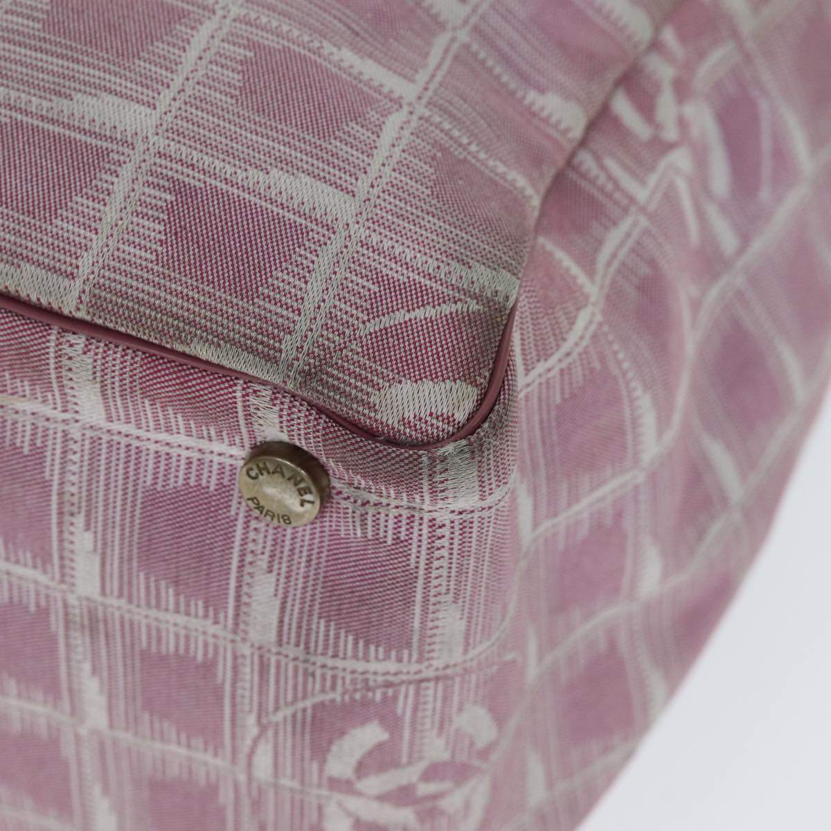 CHANEL New Travel Line Tote Bag Nylon Pink CC Auth yk13635