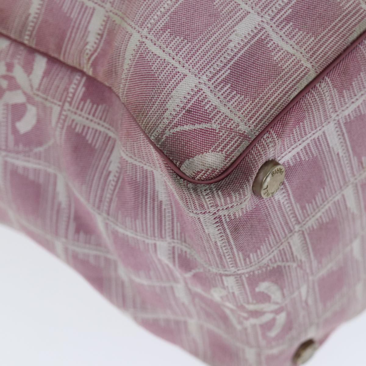 CHANEL New Travel Line Tote Bag Nylon Pink CC Auth yk13635