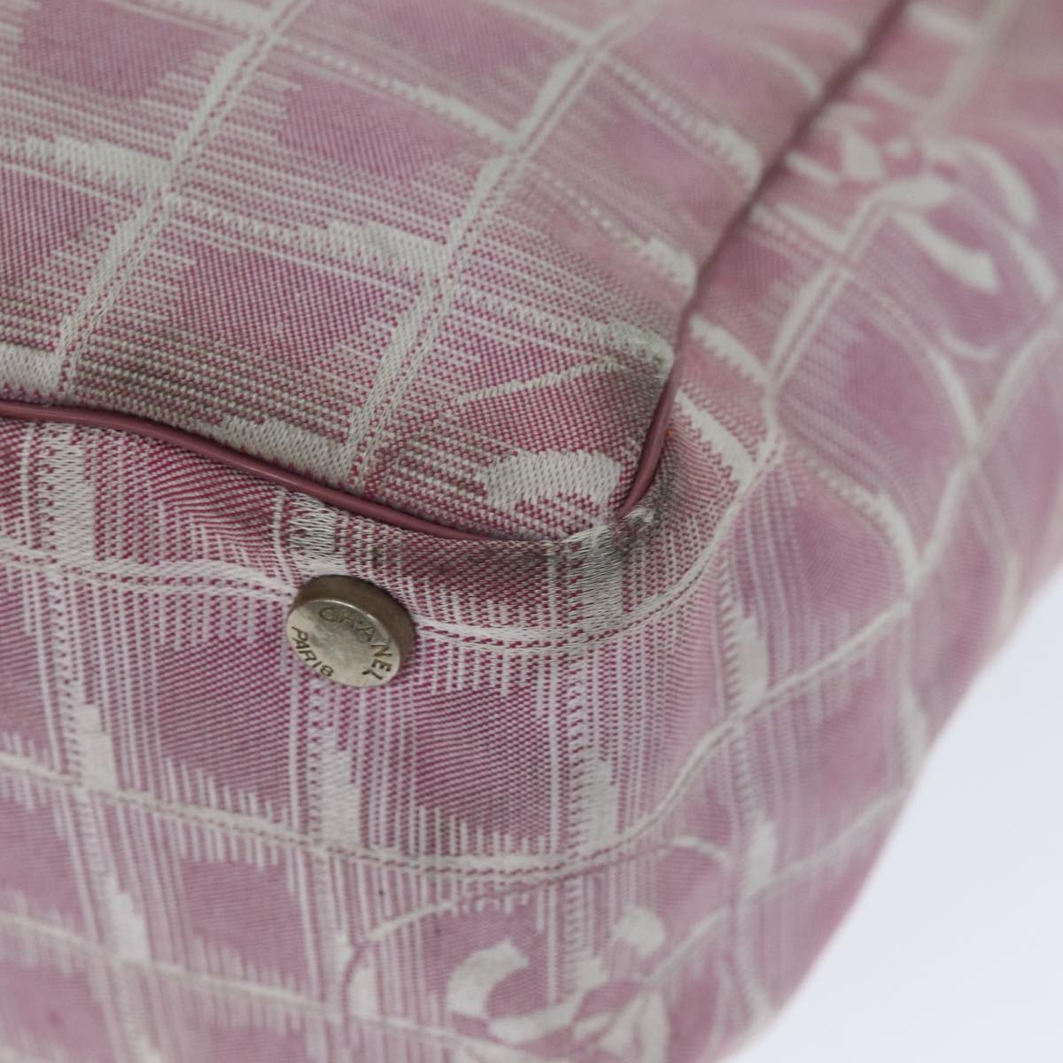 CHANEL New Travel Line Tote Bag Nylon Pink CC Auth yk13635