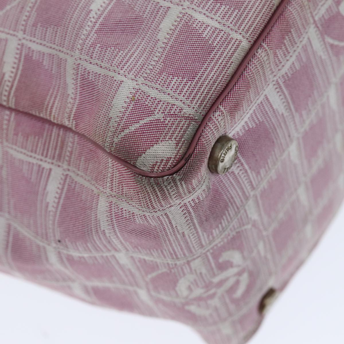 CHANEL New Travel Line Tote Bag Nylon Pink CC Auth yk13635