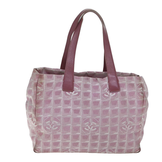 CHANEL New Travel Line Tote Bag Nylon Pink CC Auth yk13635