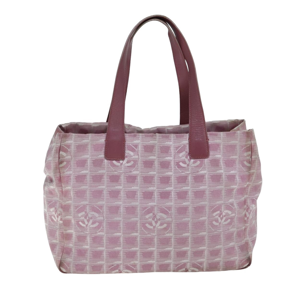 CHANEL New Travel Line Tote Bag Nylon Pink CC Auth yk13635