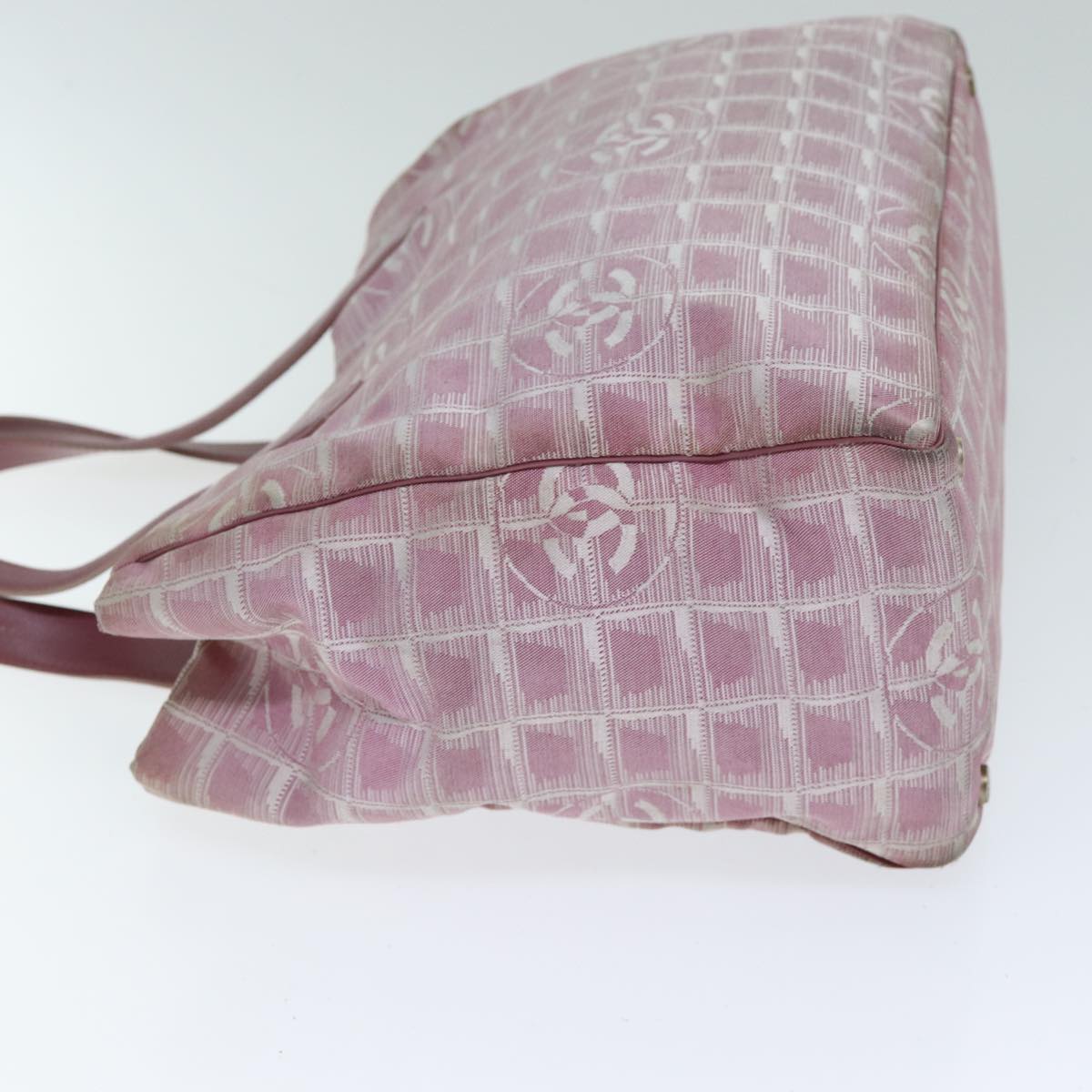 CHANEL New Travel Line Tote Bag Nylon Pink CC Auth yk13635