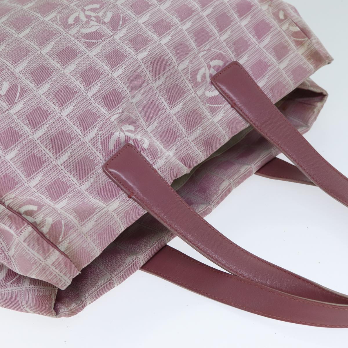 CHANEL New Travel Line Tote Bag Nylon Pink CC Auth yk13635