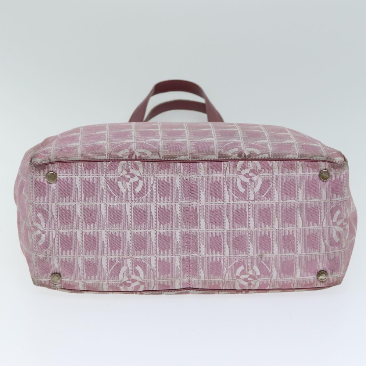 CHANEL New Travel Line Tote Bag Nylon Pink CC Auth yk13635