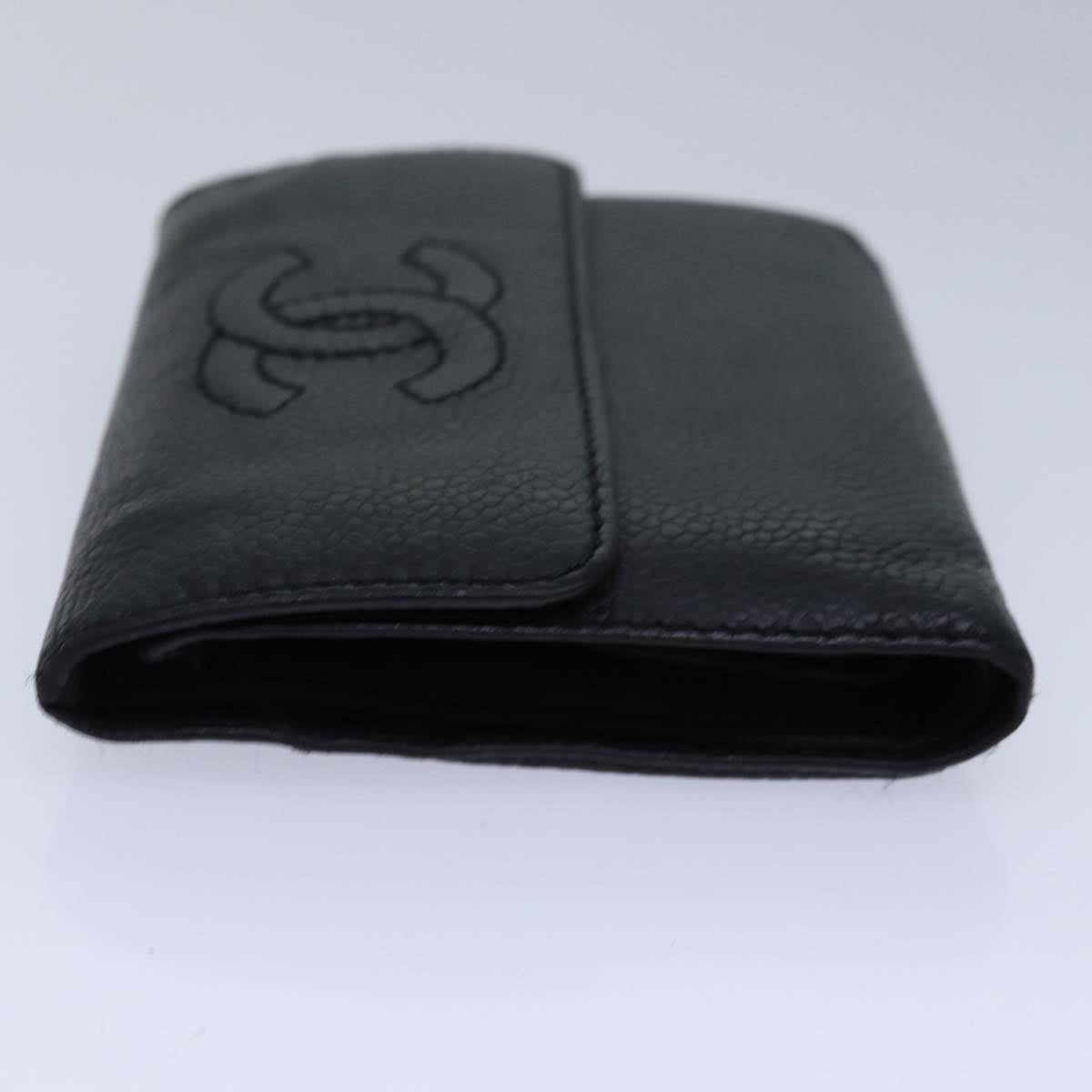 Top Quality Chanel COCO Mark Wallet Caviar Skin Black CC Auth yk13769