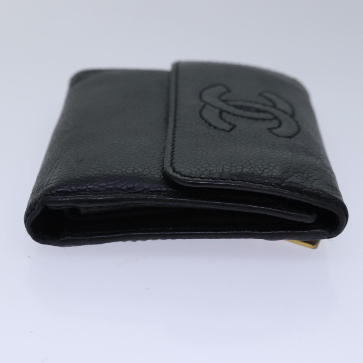 Top Quality Chanel COCO Mark Wallet Caviar Skin Black CC Auth yk13769