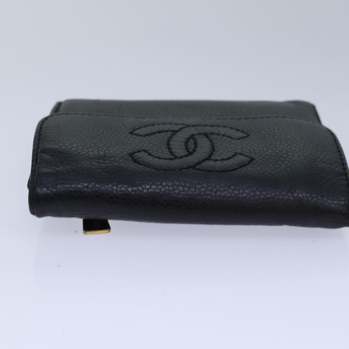 Top Quality Chanel COCO Mark Wallet Caviar Skin Black CC Auth yk13769