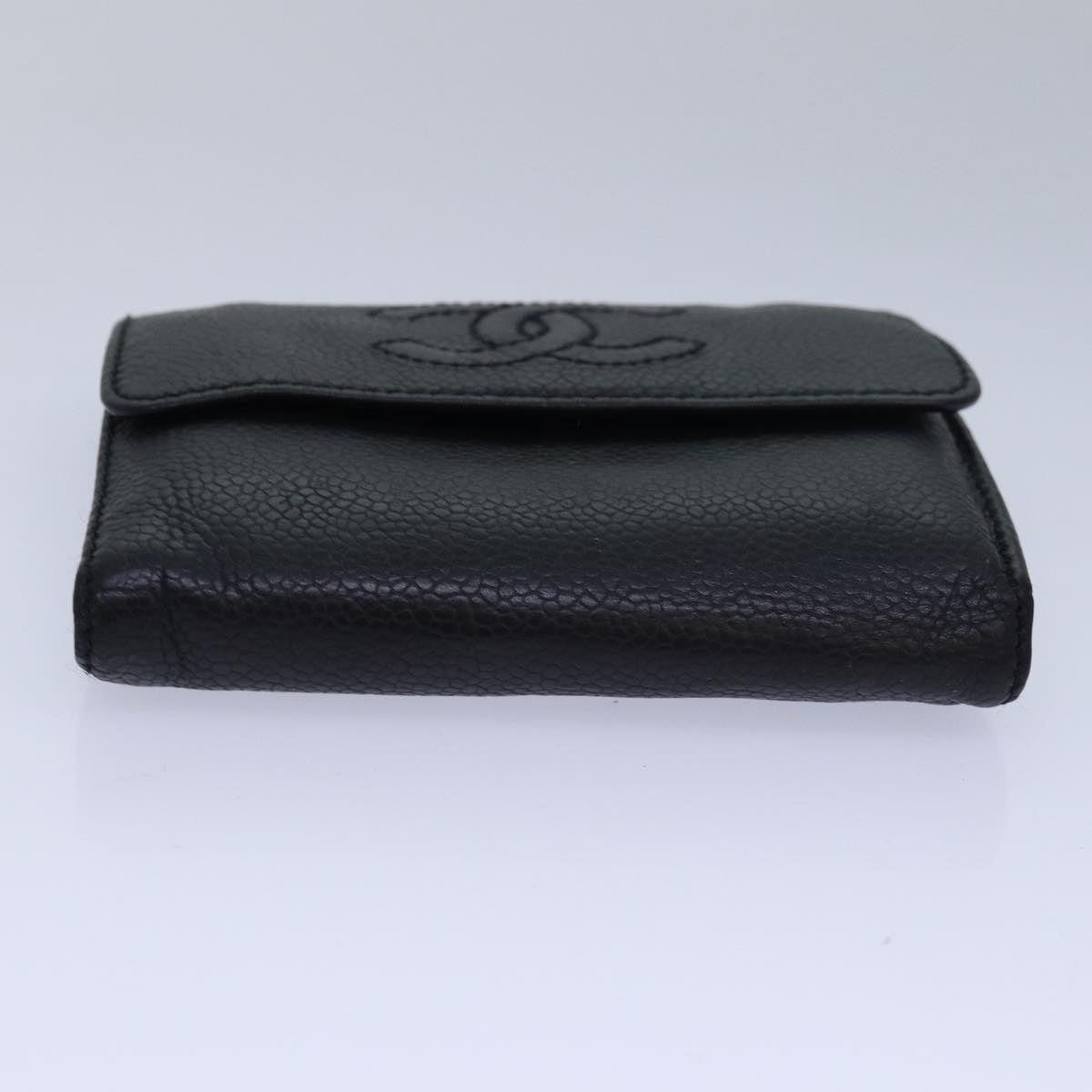 Top Quality Chanel COCO Mark Wallet Caviar Skin Black CC Auth yk13769