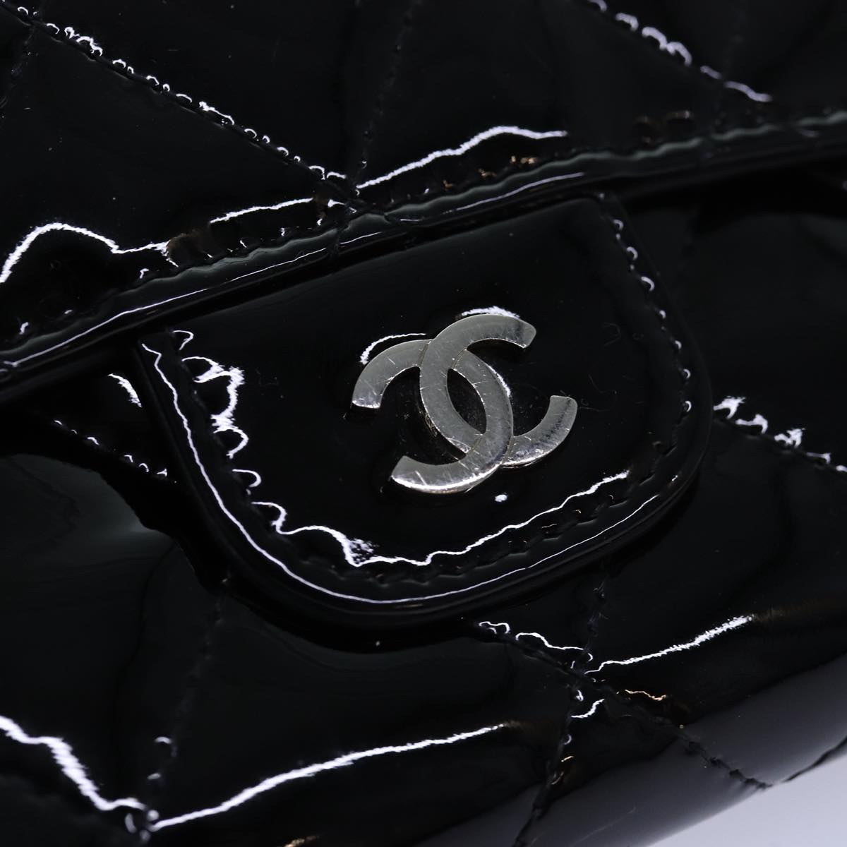 Top Quality Chanel Matelasse Long Wallet Enamel Black CC Auth yk13806A