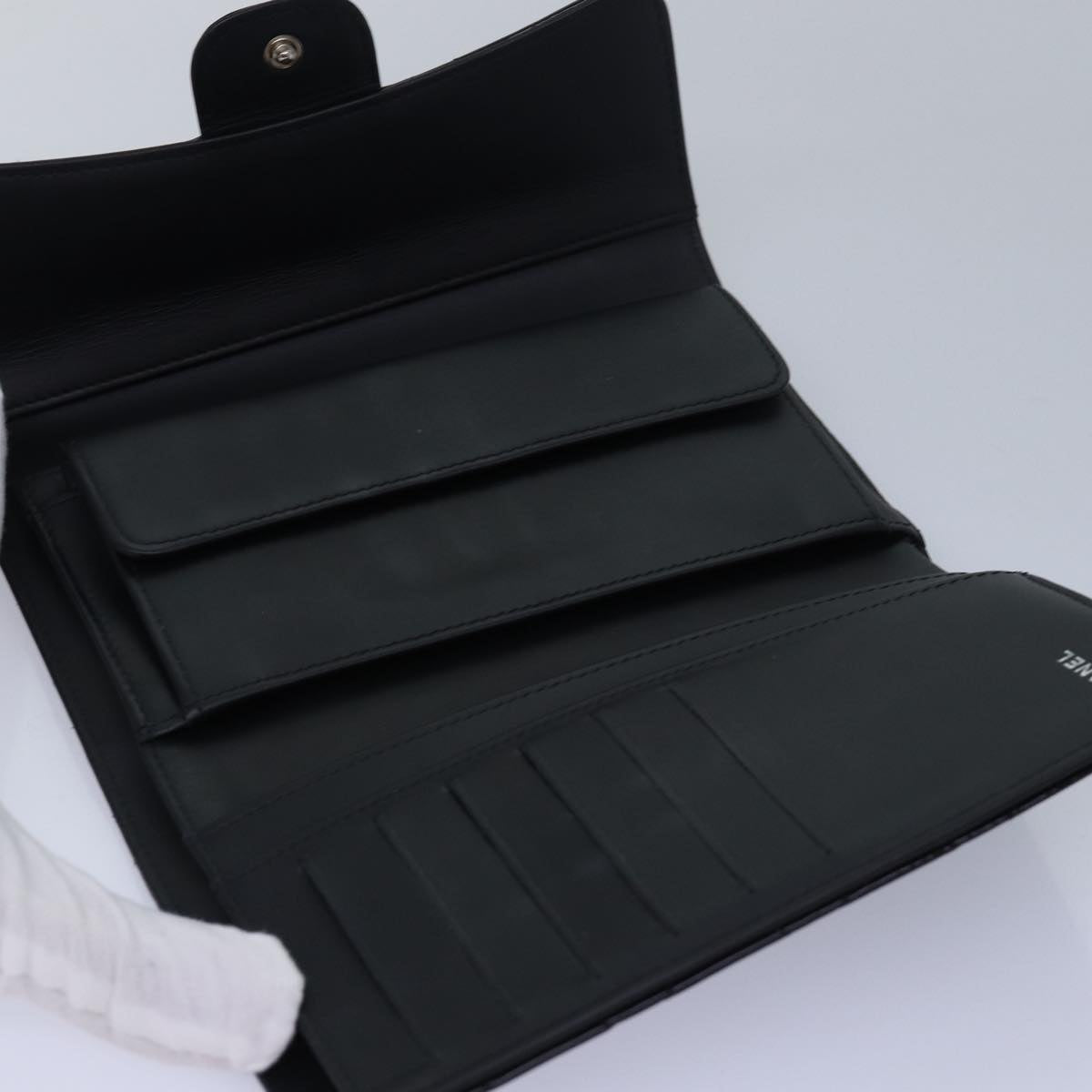 Top Quality Chanel Matelasse Long Wallet Enamel Black CC Auth yk13806A